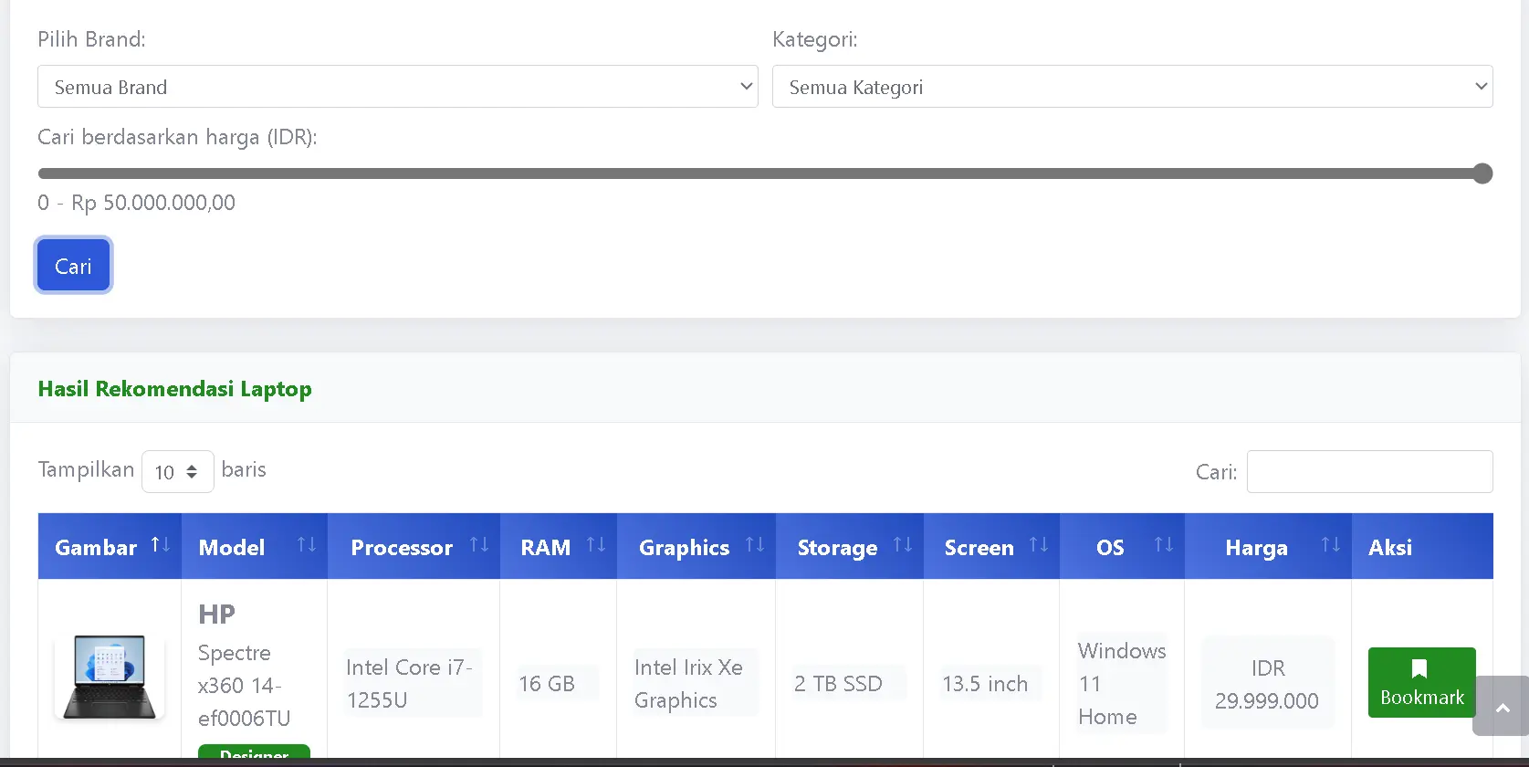 Laptop Recommender System
